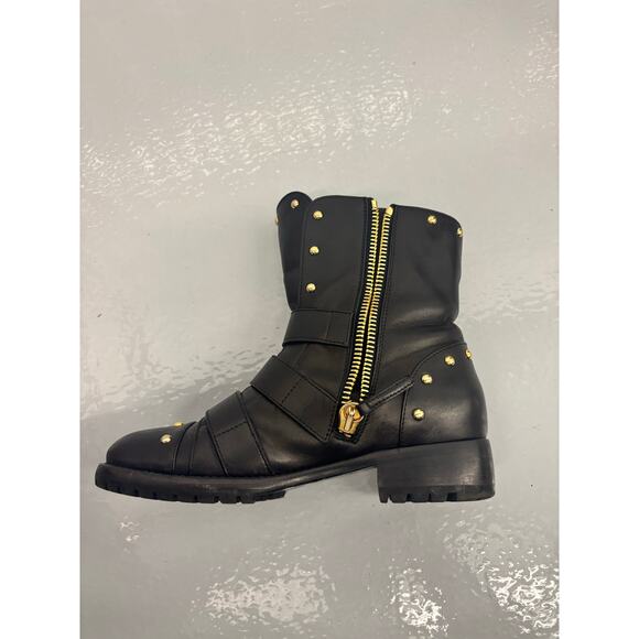 Giuseppe Zanotti Blk Leather Studded Moto Ankle Boots Women’s 6 IT36 Buckle Zip - Picture 15 of 16